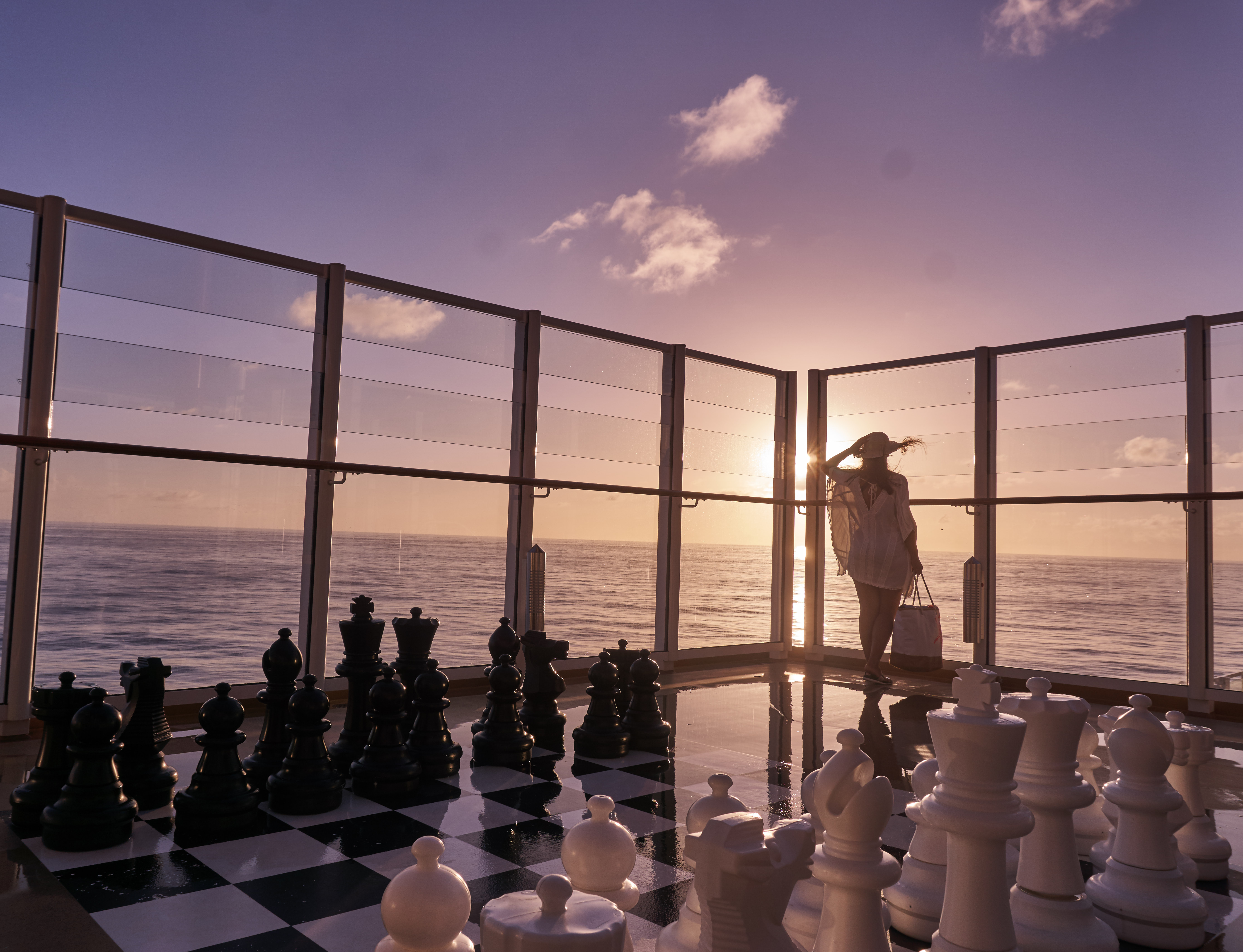 Giant chessboard set on the ship