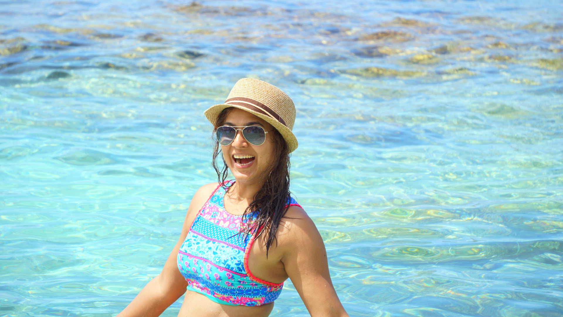 Swimming crystal clear Caribbean waters