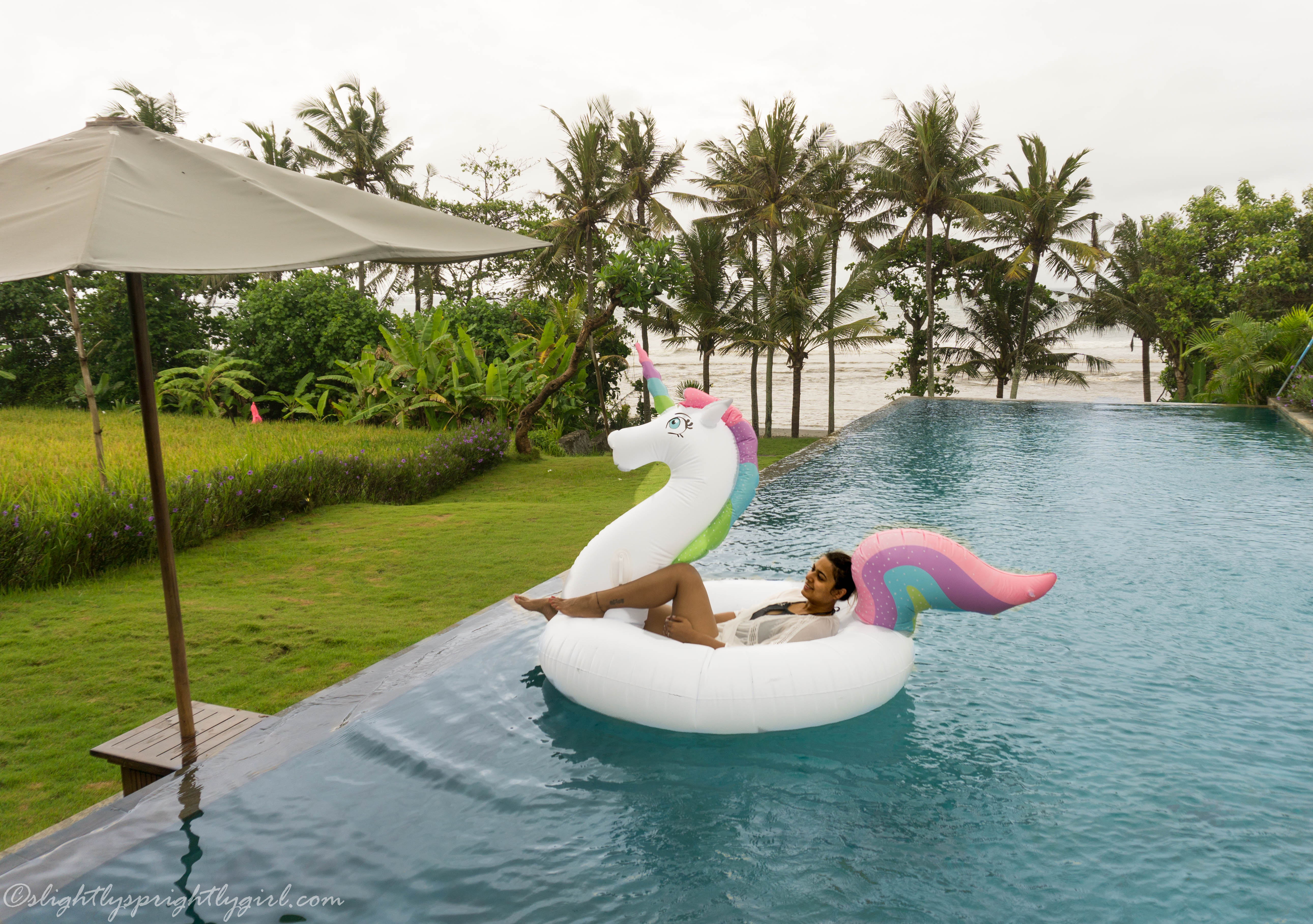 Relaxing at our private infinity pool